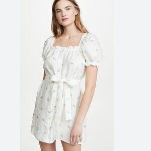 Sleeper "Brigitte" Mini Dress in white & blue floral